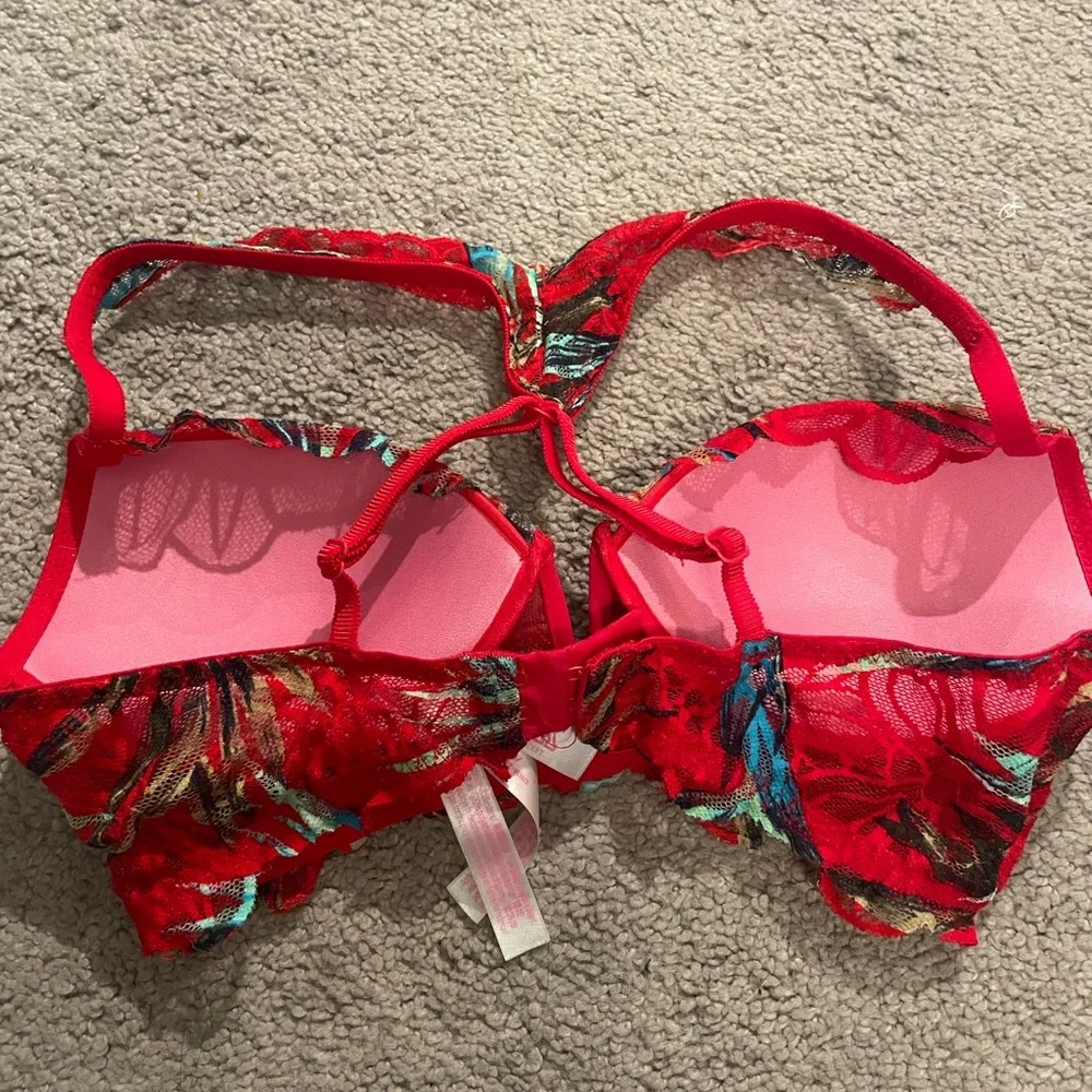 Victoria's Secret Red and Blue Tropical Print Bralette - Picture 3 of 5
